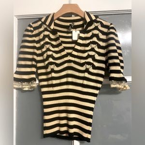 COPY - VTG Fornarina Italian - Merino Wool Sweater - lace/beaded sleeves -Puff …